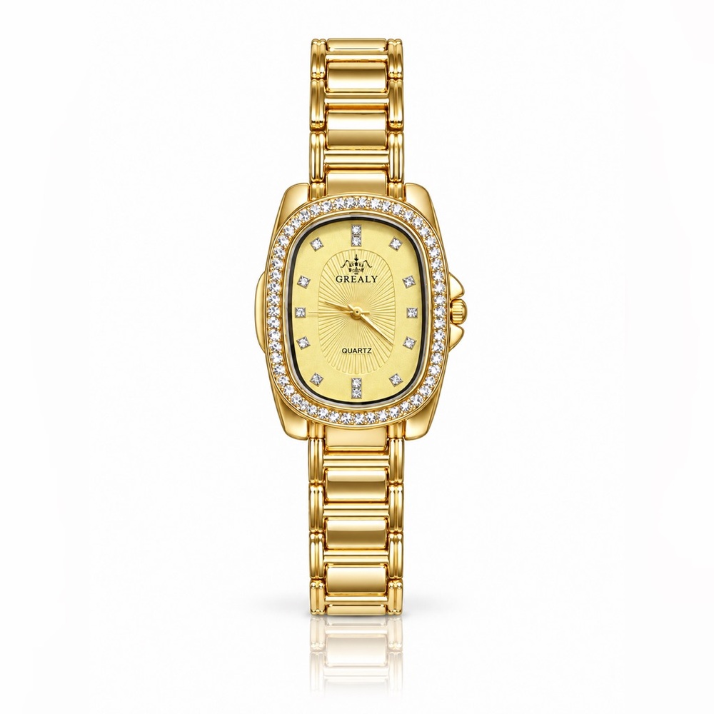 Gold-Tone Women's Bracelet Watch - Elegant Crystal Accents